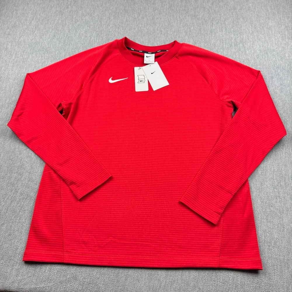 Nike Shirt Womens‎ Medium Red Dri Fit Long Sleeve Top Softball Training NWT